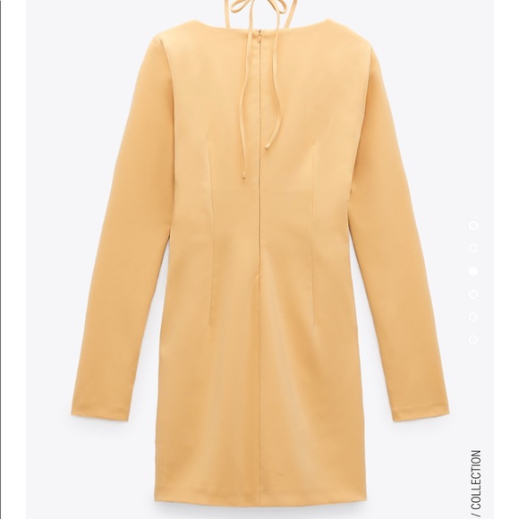 Zara butter yellow draped dress with jewel strap - Picture 3 of 5